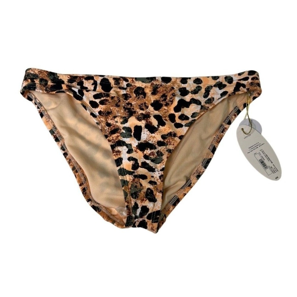 Mynah Womens Bikini Bottom XS Tan Leopard Medium Coverage Animal Print Hipster‎